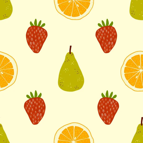 Patrón Repetición Sin Costuras Fruta Fresca Adecuado Para Tela Textiles — Vector de stock