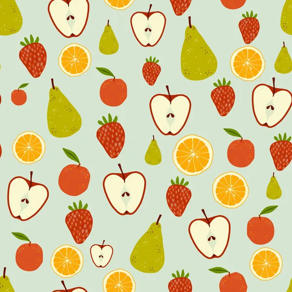 Patrón Repetición Sin Costuras Fruta Fresca Adecuado Para Tela Textiles — Vector de stock