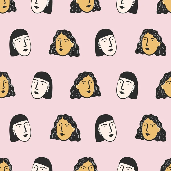 Kesintisiz bir tekrarlama deseninde kadınların yüzleri.