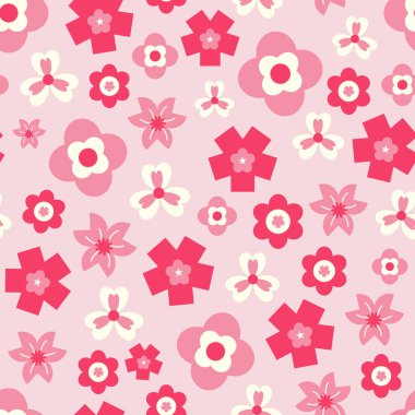 Duvar kağıdı, arka plan, tekstil, ev eşyaları, Kırtasiye ve çok daha fazlası olarak kullanılmak üzere uygun basit Retro pembe çiçek Dikişsiz tekrar deseni.