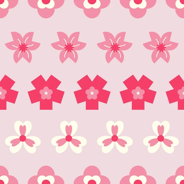 Patrón Repetición Simple Retro Rosa Floral Sin Costuras Adecuado Para — Vector de stock