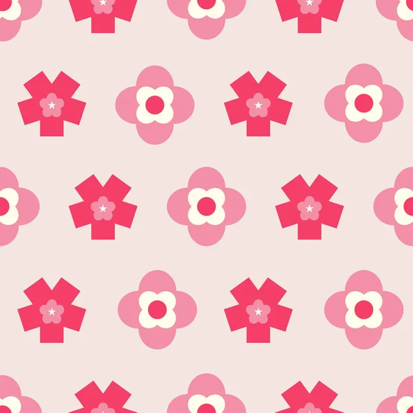 Patrón Repetición Simple Retro Rosa Floral Sin Costuras Adecuado Para — Vector de stock