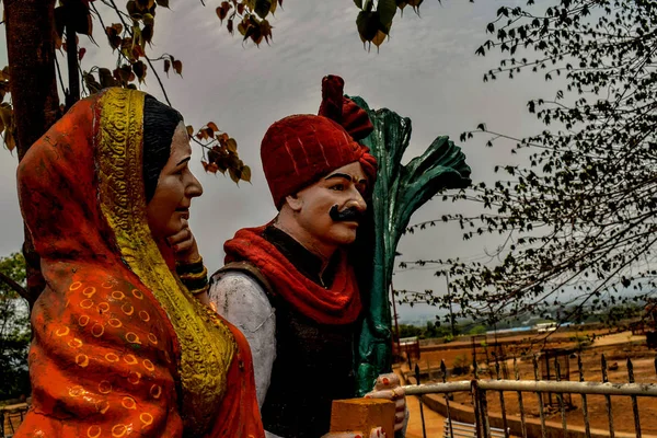 Obrázek sochy farmářského páru v muzeu v Indii — Stock fotografie
