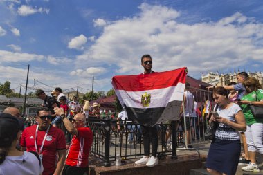 Rusya, Moskova, 17 Haziran 2018, Moskova 'da birçok Kızıl Meydan taraftarı, Moskova' da Fifa Şampiyonu, Dünya Kupası Fifa Rusya, Moskova, 17 Haziran 2018