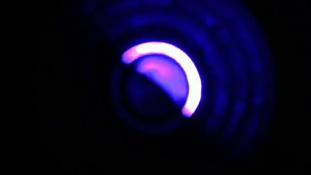 Extreme Nahaufnahme Weicher Fokussierter Sich Drehender Blauer Led Lichter — Stockvideo