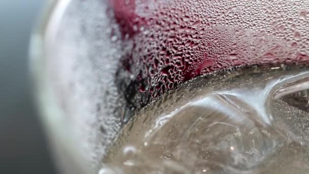 Abstracte Schoonheid Drankje Details Extreme Close Iced Pruim Sap Frisdrank — Stockvideo