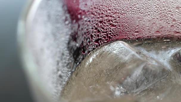 Abstracte Schoonheid Drankje Details Extreme Close Iced Pruim Sap Frisdrank — Stockvideo