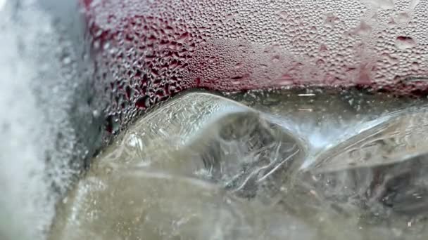 Абстрактная Красота Деталях Напитков Экстремальный Крупный План Напитка Льдом Сливовым — стоковое видео