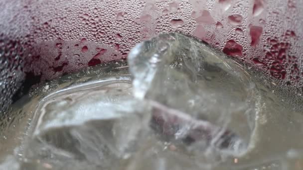 Abstracte Schoonheid Drankje Details Extreme Close Iced Pruim Sap Frisdrank — Stockvideo