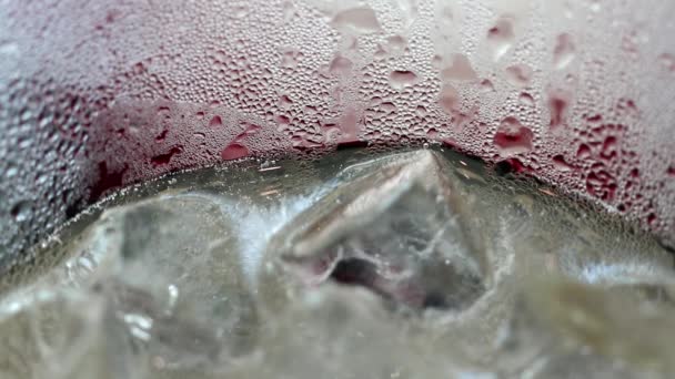 Abstracte Schoonheid Drankje Details Extreme Close Iced Pruim Sap Frisdrank — Stockvideo