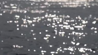 Soyut ve bulanık bokeh güneş parlamayı dalgalı su yüzeyi, güzel oluşturma ve dinamik desenler üzerinde parlak