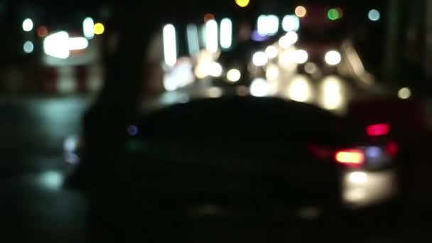 Bangkok Tayland Gece Trafiği Arka Plandaki Yanıp Sönen Işık Yol — Stok video