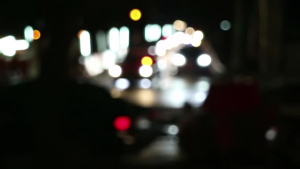 Vista Desenfocada Del Tráfico Callejero Nocturno Bangkok Tailandia Luz Intermitente — Vídeo de stock