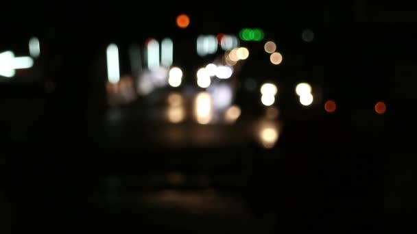 Defokussierte Ansicht Des Nächtlichen Straßenverkehrs Bangkok Thailand Blinklicht Hintergrund Warnt — Stockvideo