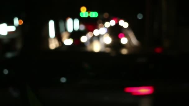 Bangkok Tayland Gece Trafiği Arka Plandaki Yanıp Sönen Işık Yol — Stok video