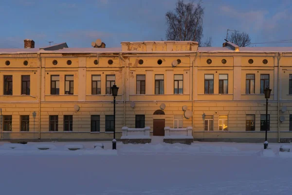 stock image VYBORG, RUSSIA - January 5, 2019: Old building of Vyborg on a cold winter sunny day