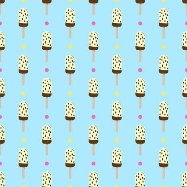 Dondurma veya buzlu şeker sorunsuz retro vektör desen lekeli ile dekore edilmiştir. Renkli yaz çöl - meyve buz lolly. Sarma, kumaş, arka plan, giyim, baskılar, duvar kağıdı için tasarım afiş. 