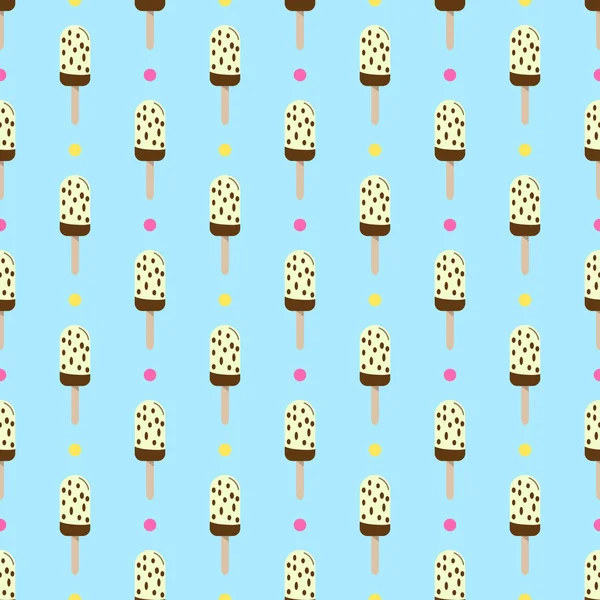 Helado Paleta Patrón Retro Vector Sin Costuras Decorado Con Lunares — Vector de stock