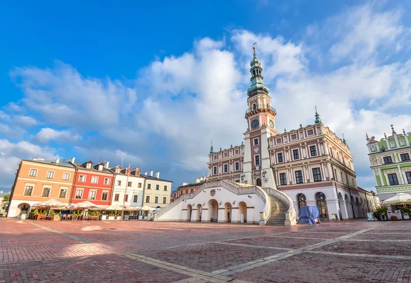 Zamość Sierpnia 2017 Ancient Town Hall Zamość Dramatyczne Niebo Miasto — Zdjęcie stockowe