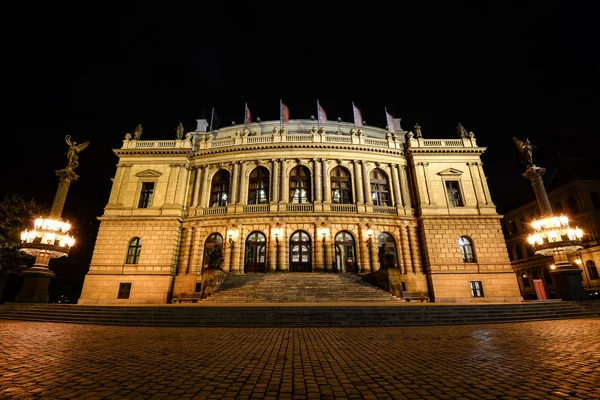 Praga República Checa Octubre 2017 Vista Nocturna Rudolfinum Está Diseñado — Foto de Stock