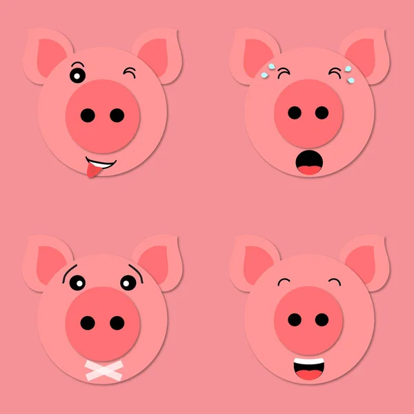 Vektor Emojis Schweinsmaul Aus Nächster Nähe Lustiges Und Nettes Schweinegesicht — Stockvektor