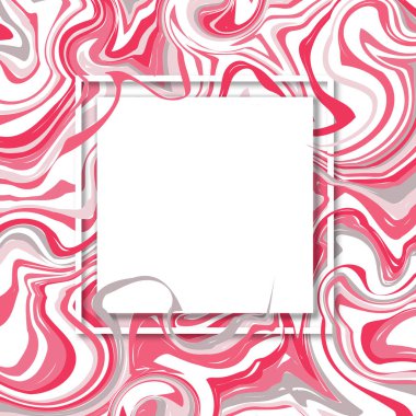 3D vektör kare çerçeve. Sosyal medya ve mobil uygulamalar için web afiş kağıdı kesin. Satış ve indirim sahil yolu arka planlar soyut desenli. Pembe mermer arka plan dalgalar boyalı soyut yağı ile bulanıklık.