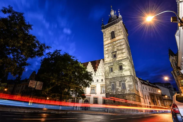 Прага Чехія Жовтня 2017 Нічний Погляд Стародавніх Нове Місто Hall — стокове фото