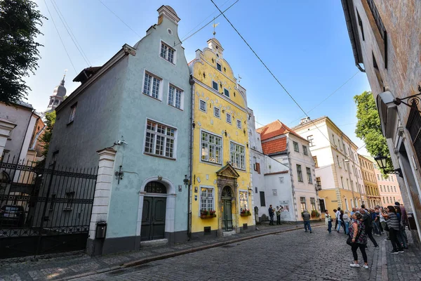 Riga Letônia Agosto 2017 Bela Vista Sobre Antigos Edifícios Coloridos — Fotografia de Stock