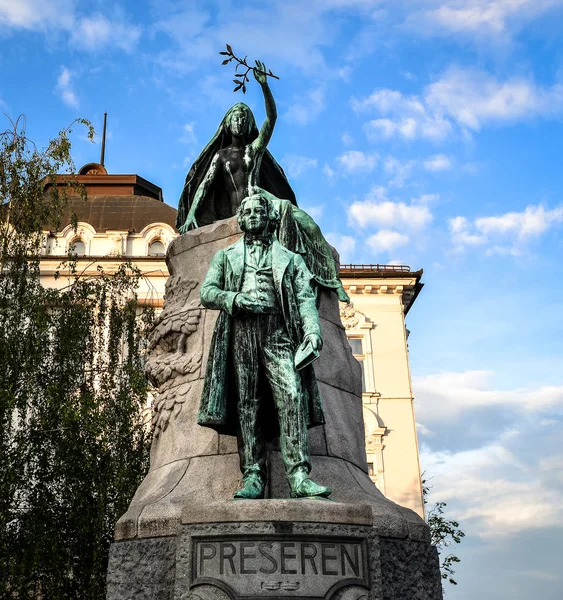 Ljubljana Slovénie Mai 2018 Statue Preseren Ljubljana Est Une Statue — Photo