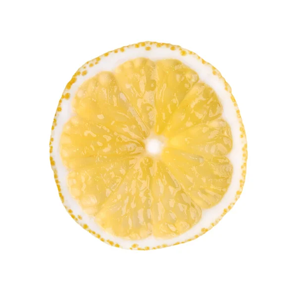 Тонкий Шматочок Лимона Ізольований Білому Тлі Крос Круглий Шматочок Їжа — стокове фото