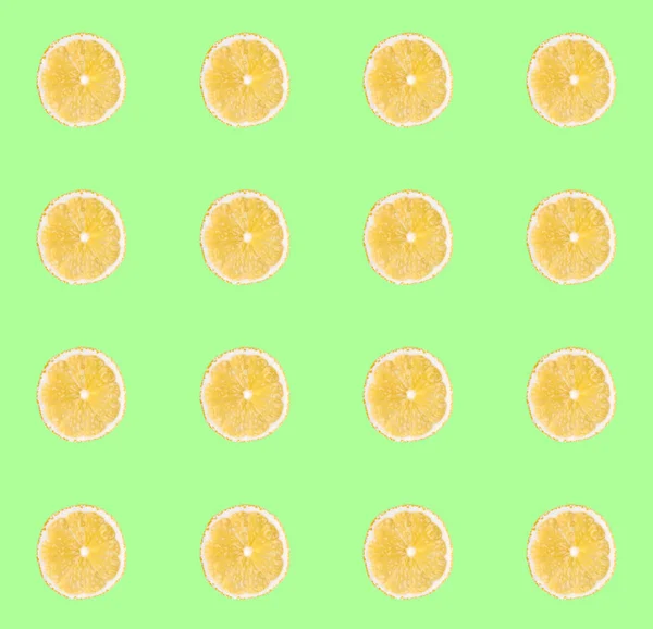 Čerstvé Žluté Citronové Řezy Bezešvé Uzavřete Plátky Citrusových Plodů Pastelově — Stock fotografie