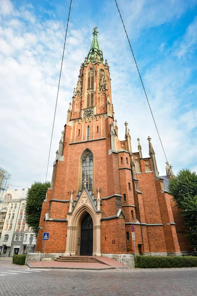 Riga Latvia August 2017 Ancient Saint Gertrude Old Church Bright — Stock Photo, Image