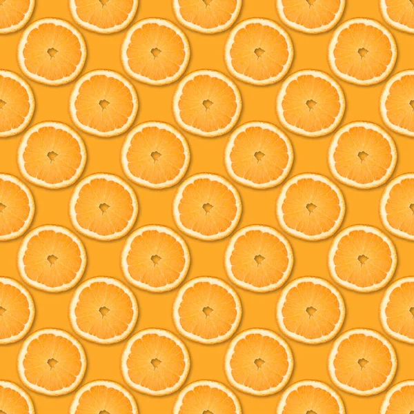Свіжі Апельсинові Скибочки Безшовний Візерунок Крупним Планом Цитрусові Помаранчевому Фоні — стокове фото