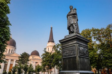 Odessa, Ukrayna başkalaşım Cathedral yakınındaki Graf Vorontsov heykel