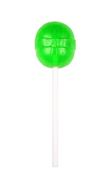 Groene ronde lolly geïsoleerd op wit. Zoete kandijsuiker — Stockfoto