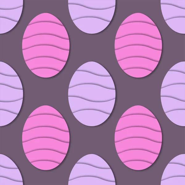 Feliz Pascua. Patrón de arte de papel 3d sin costuras con huevos de Pascua — Vector de stock