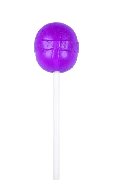 Paleta redonda violeta aislada en blanco. Dulce azúcar caramelo —  Fotos de Stock