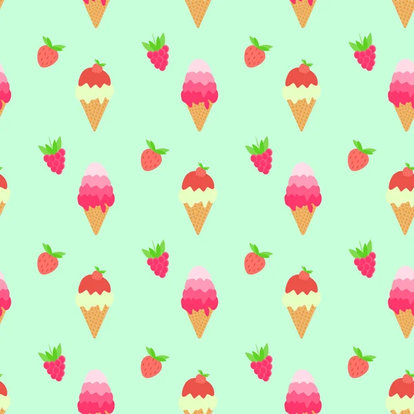 Seamless pattern of Ice cream cones. Vector. Summer dessert. — Stock Vector