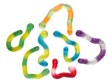 Colorful jelly worms isolated on white clipart
