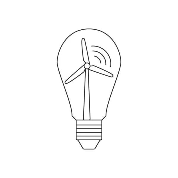 Windgenerator in Glühbirne als Idee einer umweltfreundlichen Energiequelle. — Stockvektor