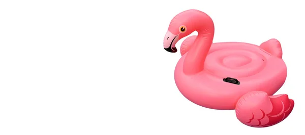 Swimming pool toy in shape of pink flamingo isolated on white — Stock Photo, Image