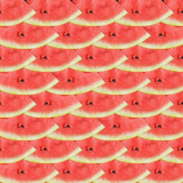 Flat layout of watermelon slices. Watermelon seamless pattern. — Stock Photo, Image