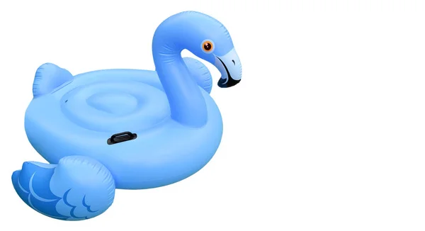 Swimming pool toy in shape of blue flamingo isolated on white. Flamingo inflatable cut out on white — Stock Photo, Image