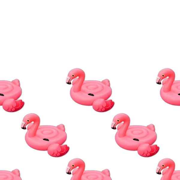 Swimming pool toy in shape of pink flamingo seamless pattern. Flamingo inflatable cut out — Stock Photo, Image