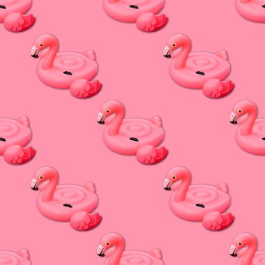 Pembe flamingo dikişsiz desen şeklinde Yüzme havuzu oyuncak. Flamingo şişme kesim