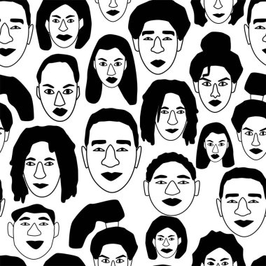 Black life matters concept. No racism idea. Seamless pattern with Black people portraits. clipart