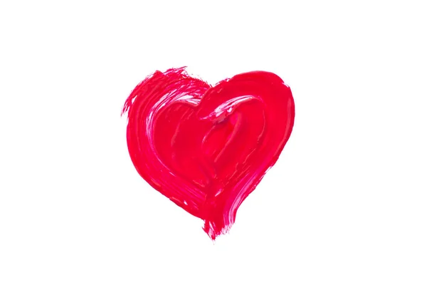 Närbild Nagellack Röd Hjärtform Isolerad Vit Bakgrund — Stockfoto