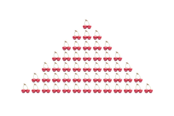 Třešně Vzor Izolované Bílém Pozadí Sladká Třešeň Podobě Trojúhelníku Letní — Stock fotografie