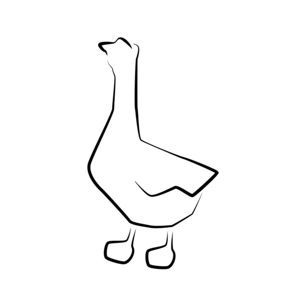 Gänseumriss Einfaches Symbol Wasservogel Auf Dem Bauernhof Gänsehaut Ikone — Stockvektor