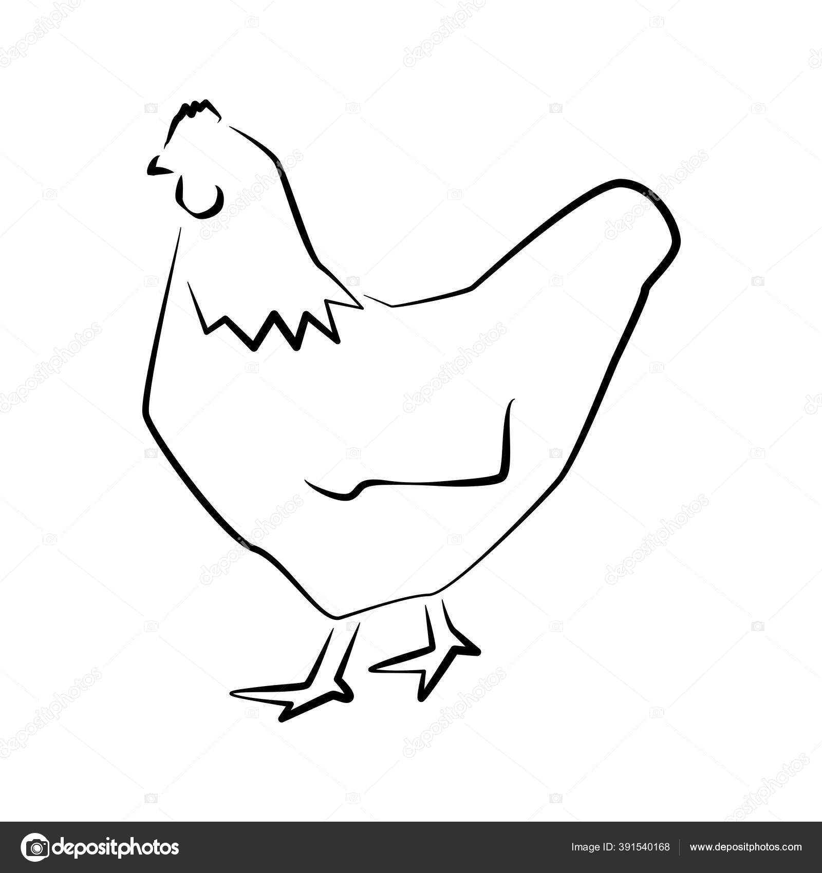 Hen Chicken Outline Simple Icon Farm Birds Icon Stock Vector Image By C Esvetleishaya